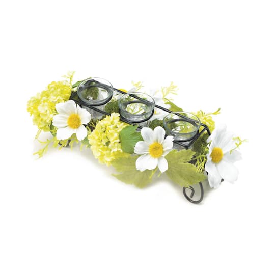 Blooming Faux Daisy Candleholder 13" x 6" x 4.5